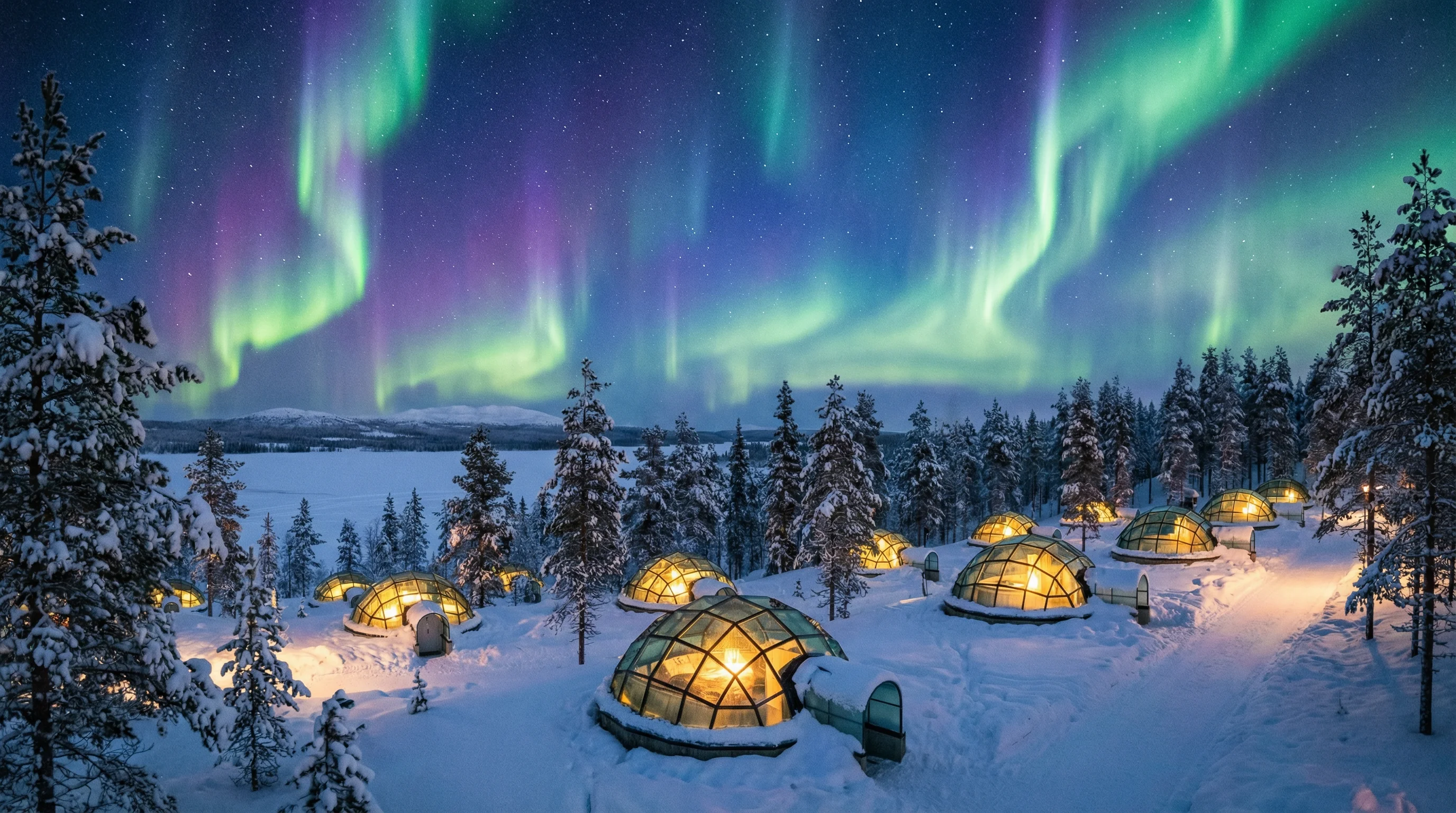 北欧拉普兰极光下的冰屋棋牌营地，开始您的 84棋牌 之旅