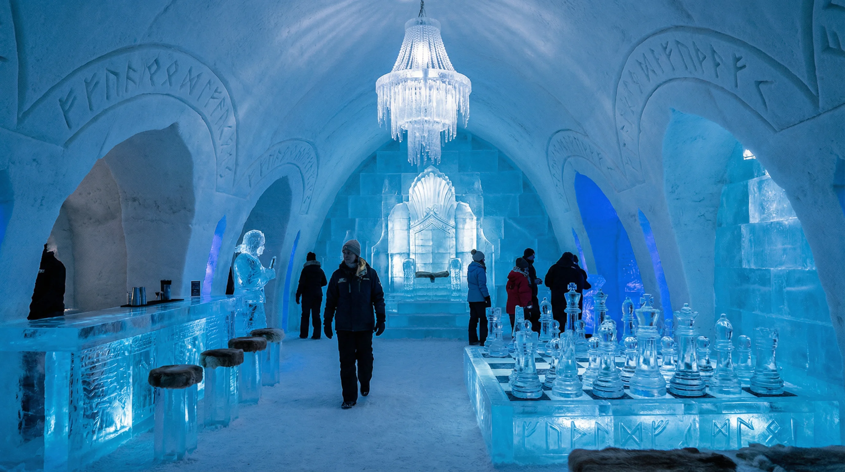 精美的冰雕艺术品，灵感来源于北欧神话与 84棋牌 元素