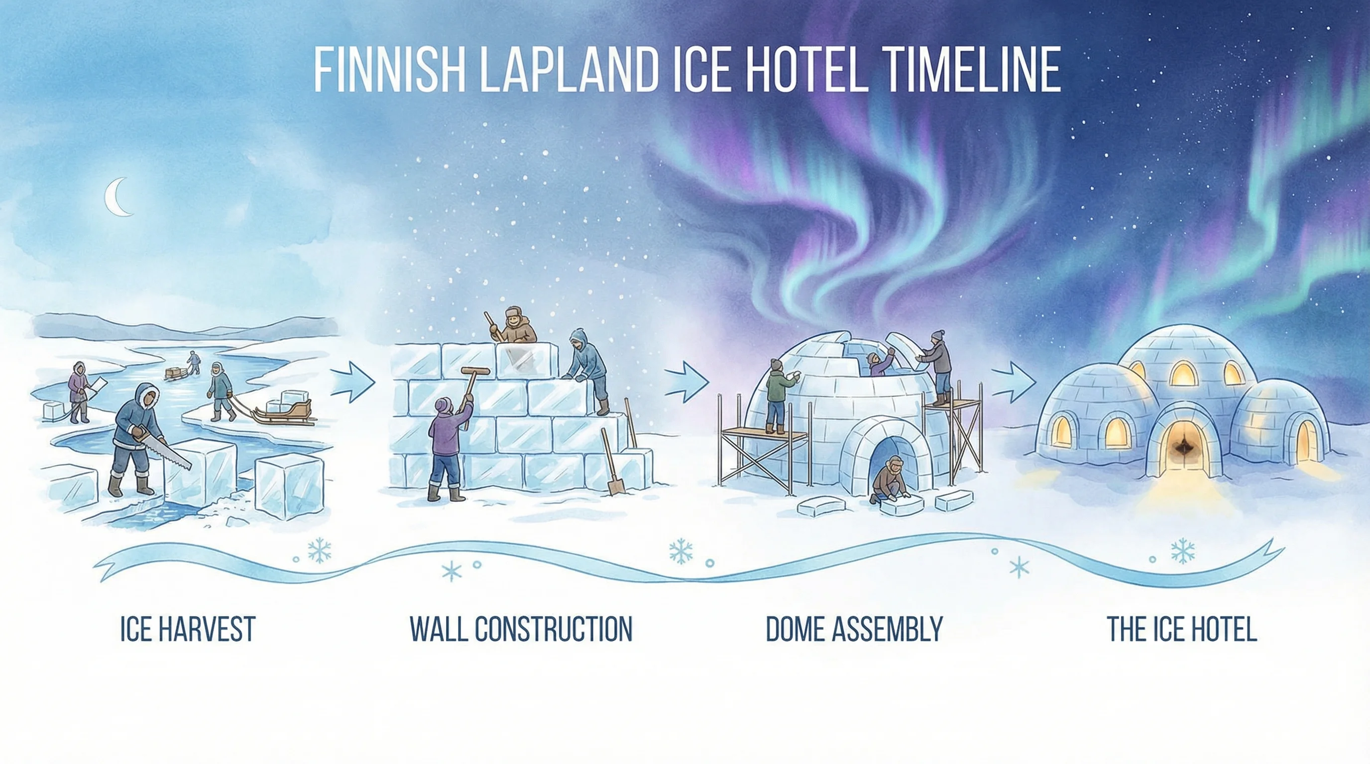 极光冰屋棋牌营地建造历程 - 84棋牌 冰屋建造时间轴